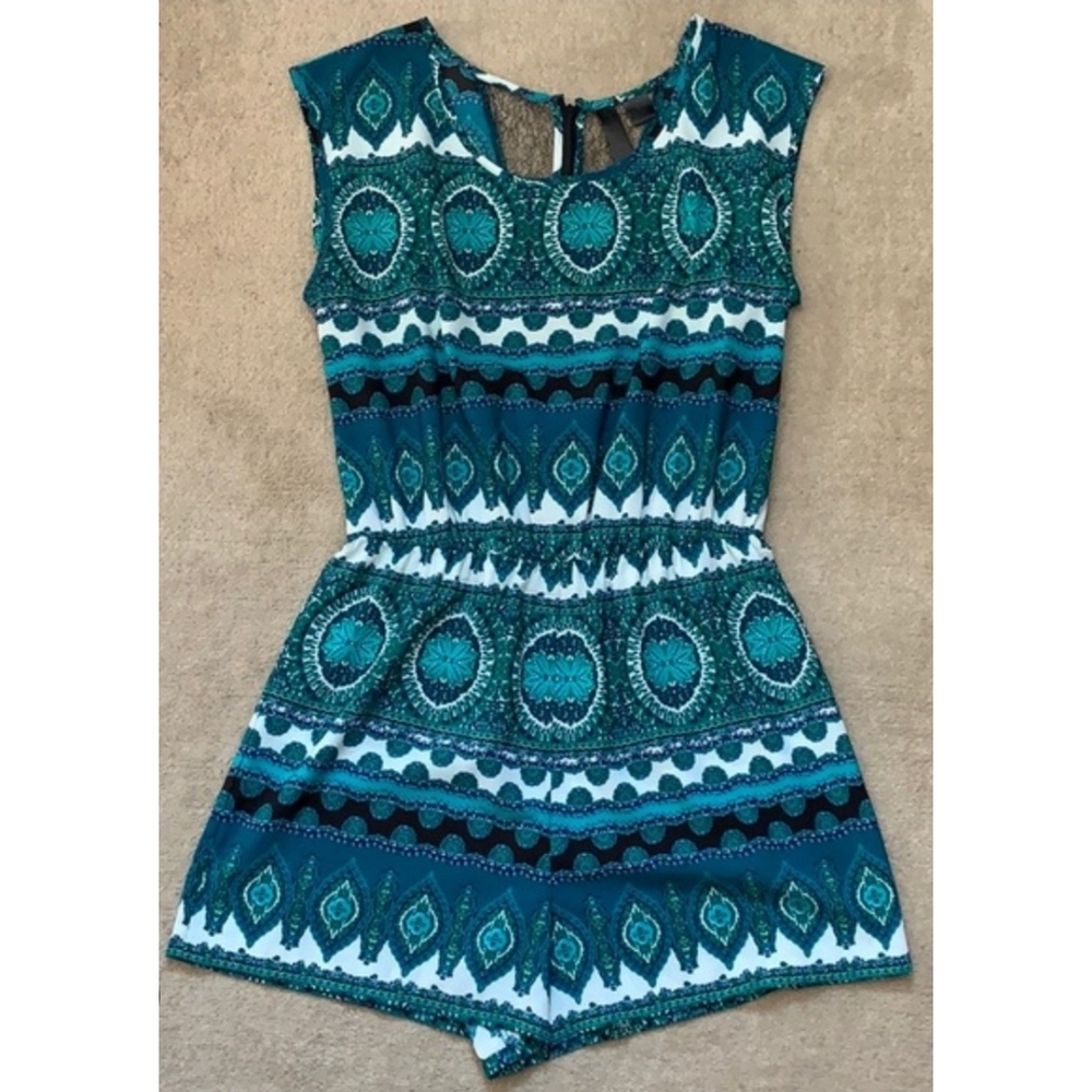 Petticoat Alley Teal Shorts Romper | Size Small